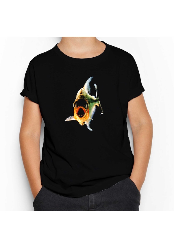 Pirana Balık Siyah Çocuk Tişört