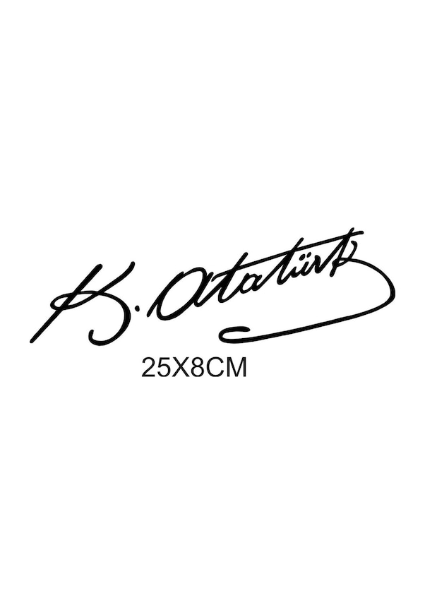 Saphir Design Atatürk Imza Aufkleber - Weiße Hochleistungsfolie 5x18cm