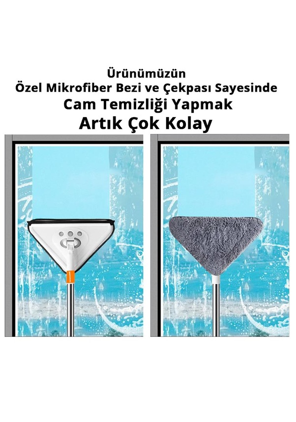 Turuncukoli Teleskopik Üçgen Camsil Duvar Yüzey Cam Silme Aparatı Mop Turuncukoli Teleskopik Üçgen Camsil Duvar Yüzey Cam Silme Aparatı Mop