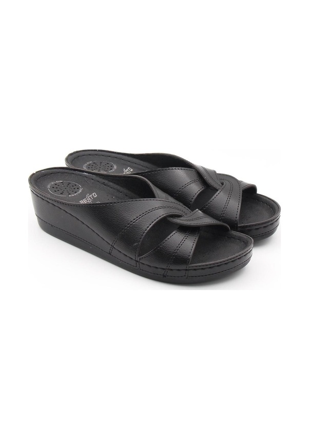 Resim Bento 15036 Siyah Dolgu Topuk Anatomik Kadın Terlik-siyah Siyah 