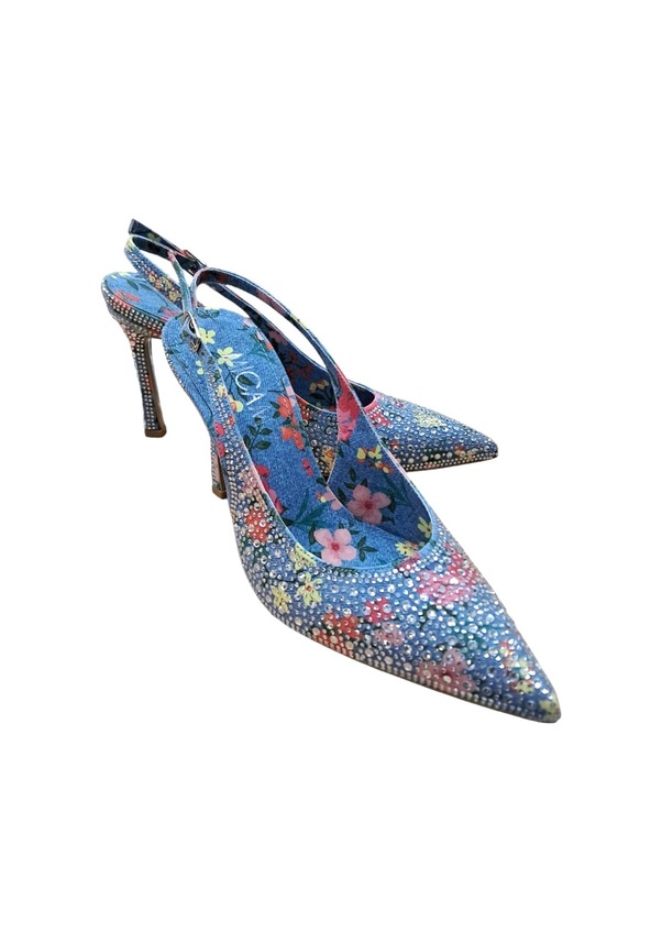 Resim Mıcam 5710 Kadın Sivri Burun Arka Açık İnce Topuklu Abiye Ayakkabı Kot Mavi Siyah 