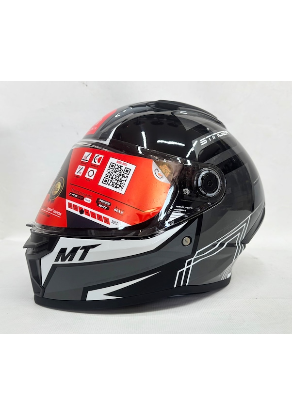 Mt Stinger 2 Tron B12 Şefaf Vizörlü V-28B Kask Siyah Parlak Renk L ...