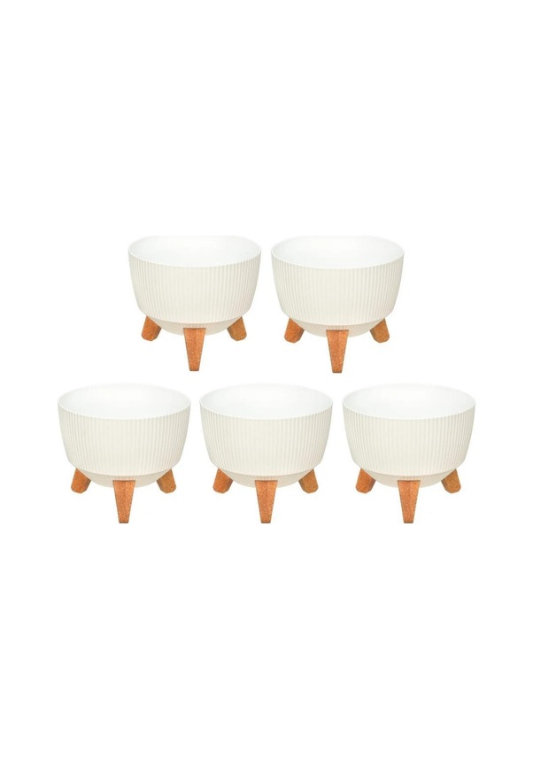 Resim Omnipazar Elf-495 Dekoratif Ayaklı Nostalji Saksı 5 Lt Beyaz 5 Adet 