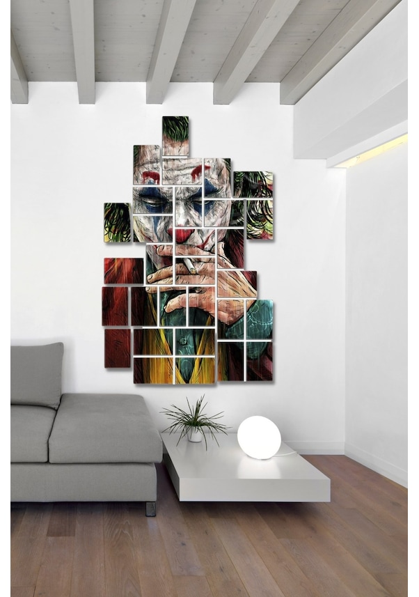 Resim 30 Parça Puzzle Tablo Seti - Joker Salon Otuma Odası Yatak Odası Çocuk Odası için Mdf Duvar Dekoru 90x75 cm 