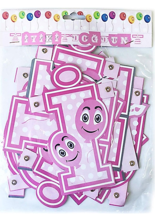 Resim İyi Ki Doğdun Yazılı Pembeli Harfleri Banner Flama +3 