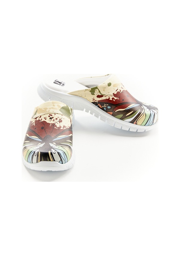 Resim Kelebek Desenli Comfortflex Taban Hakiki Deri Bayan Sabo Terlik Sarı 