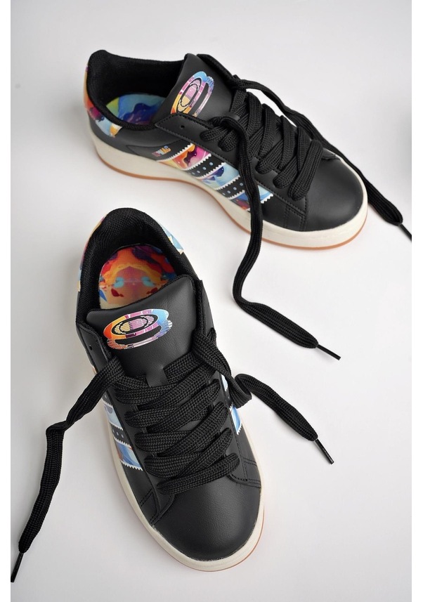 Resim Muggo Flower Garantili Kadın Ortopedik Günlük Bağcıklı Yürüyüş Koşu Sneaker Spor Ayakkabı 001 