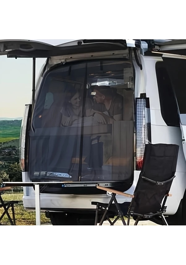 Resim Motion003 T4 T5 T6 Karavan Manyetik Sivrisinek Ağı 170x150cm Kuyruk Kapak Güneşlik Siyah 