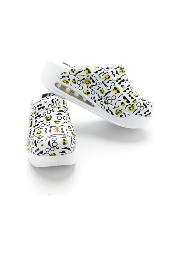 Resim Drmoon Emoji Desenli Airmax Taban Hakiki Deri Sabo Kadın Terlik Beyaz 