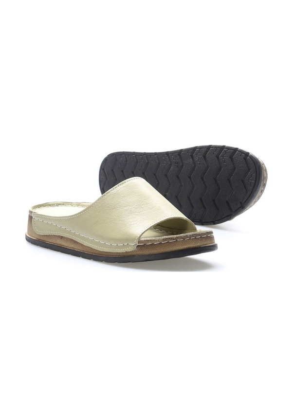 Resim Hakiki Deri Kadın Dolgu Topuk Terlik 972za309 Avokado Yeşil 