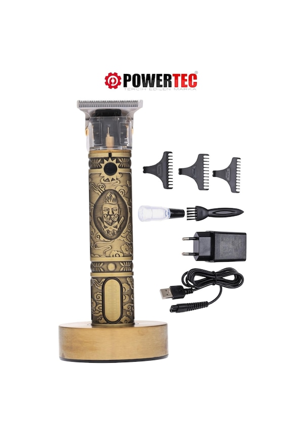 Resim Powertec TR-1818 Sakal Ense Çizim Tıraş Makinesi Altın 
