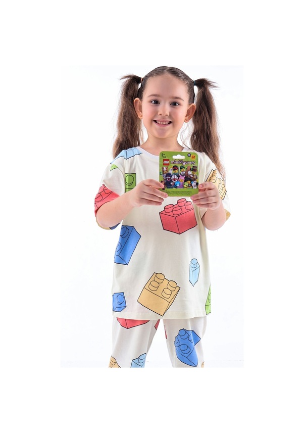 Resim Zuzunga Renk Blokları Desenli Çocuk Pijama Takımı Minifigür Renklı 