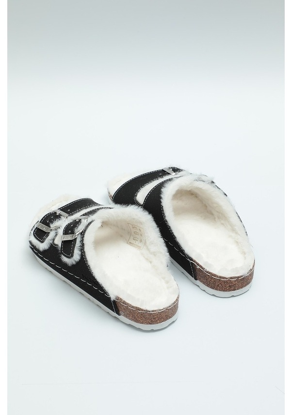 Resim Paleng Mantar Taban Peluşlu Kışlık Kadın Terlik (554949491) Siyah 