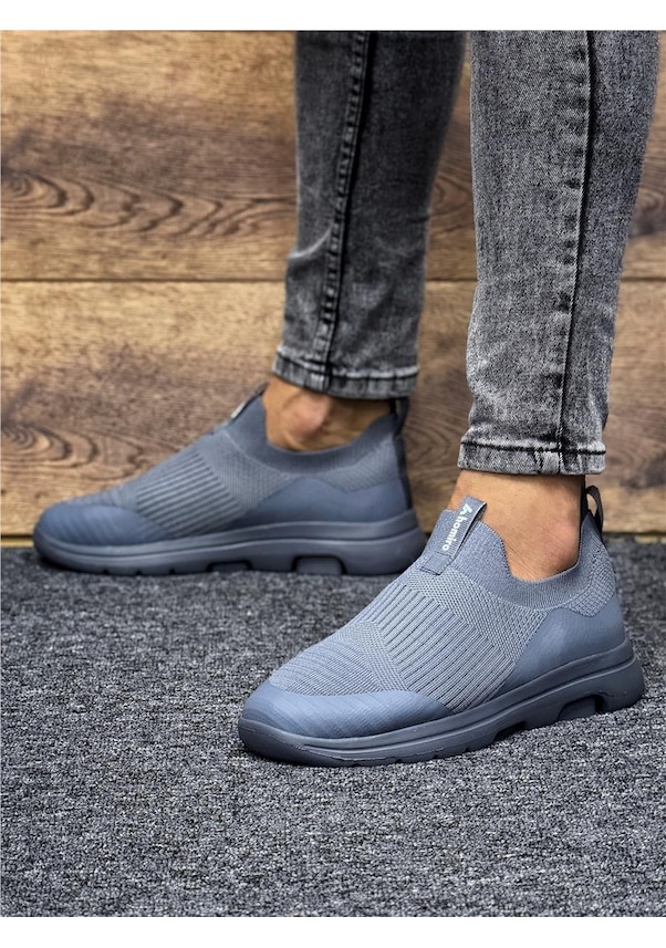 Resim Unisex Ortopedik Bağcıksız Triko Spor Ayakkabı-füme-226 Fume 