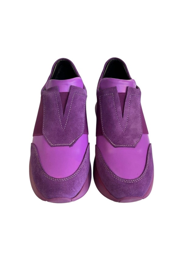 Resim Mor Hakiki Deri Comfort Taban Sneaker Mor 