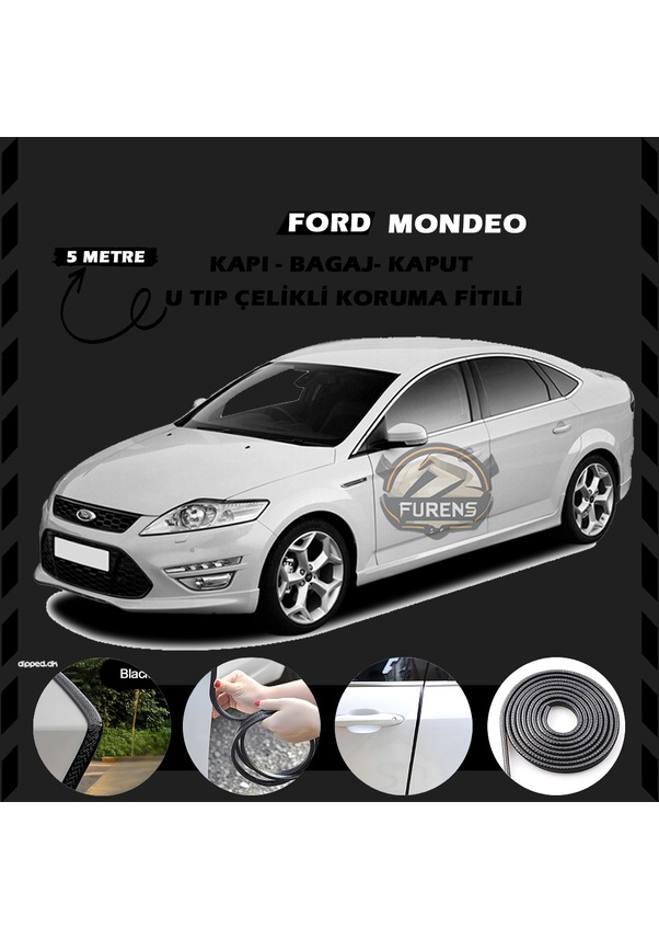 Ford Mondeo Oto Ara Kap Koruma Fitili Metre Parlak Siyah Renk