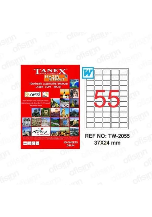 Tanex Tw-2055. 37X24 MM Laser Etiket