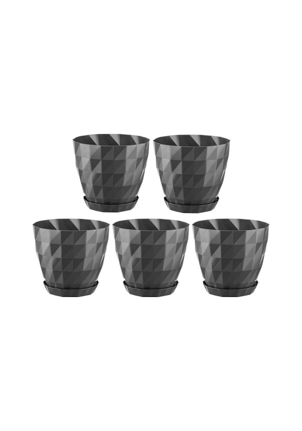 Resim Omnipazar So-krt5 Dekoratif Kristal Saksı Takımı 6 Lt Antrasit 5 Adet 
