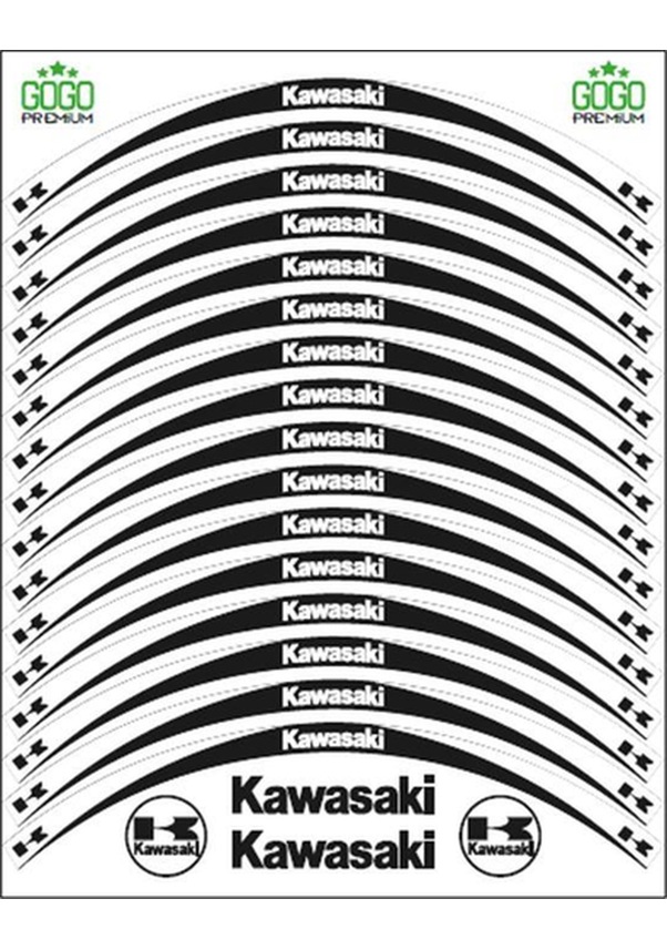 Resim Skm Kawasaki Beyaz Siyah Reflektörlü Jant Şeridi 