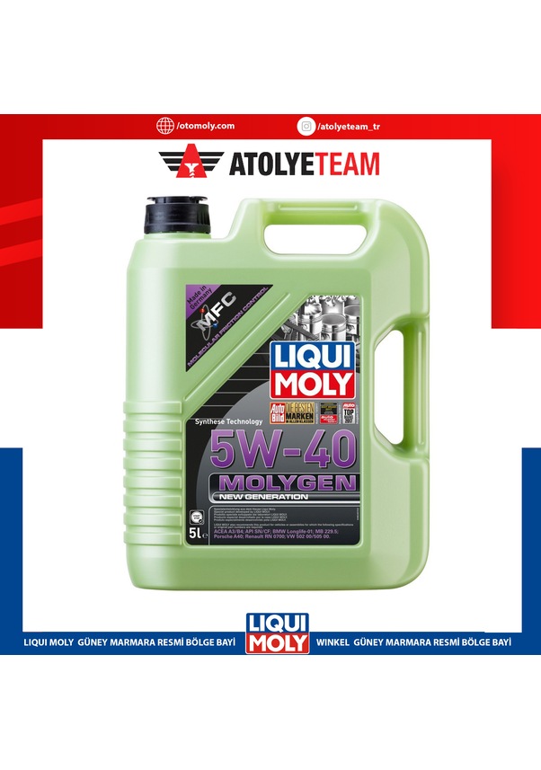 Liqui Moly Molygen 5W40 Yüksek Perf. Yeşil Motor Yağı 5 L 8536 ...