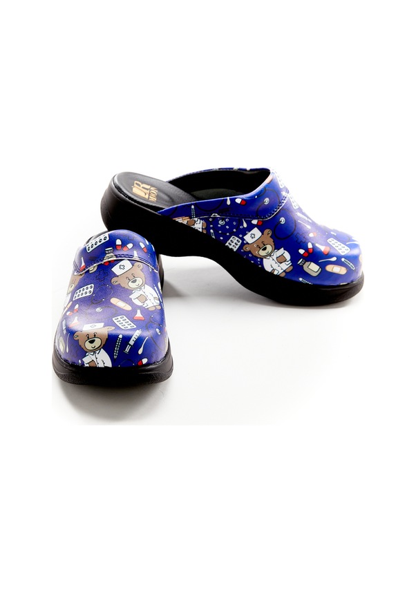 Resim Ayıcık Desenli Hakiki Deri Sabo Terlik Lacivert 