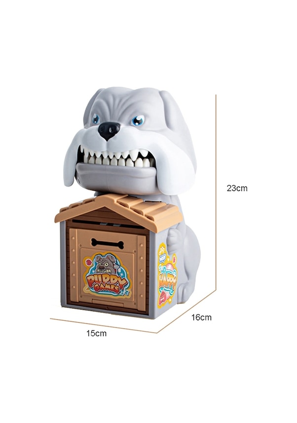 Resim 15 X 16 X 23 Cm Çocuk Sevimli Köpek Yavrusu Para Tasarruf Bankası Otomatik Haddeleme Para Kavanoz Para Yatırma Makinesi Hediye Gri 