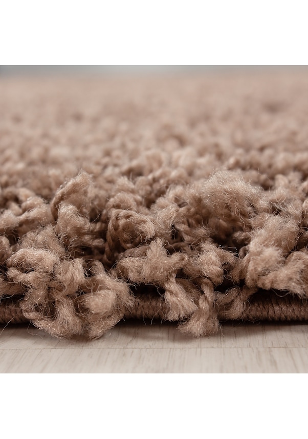 Resim Yuvarlak Soft Shaggy Halı Yüksek Tüylü Düz Açık Kahverengi Çocuk Odası Oturma Oda Salon Mutfak Halı 