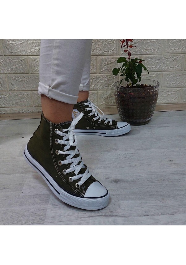 Resim Fiyra 555 Haki Uzun Unisex Sneaker Keten Spor Ayakkabı 001 