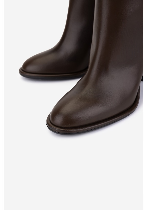 Resim Valmenti Kadın Hakiki Deri Kahverengi Topuklu Çizme 1154 2461 Bn Czm Sk25-26 Caffe Kahverengi 