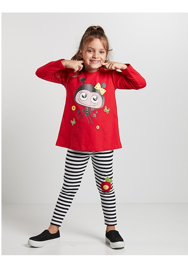 Denokids Fırfırlı Uç Uç Tunik Takım