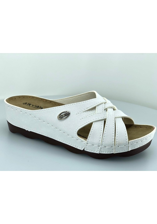 Resim Aryan D.r Tavsiyeli Ortapedik Kadın Terlik Beyaz 