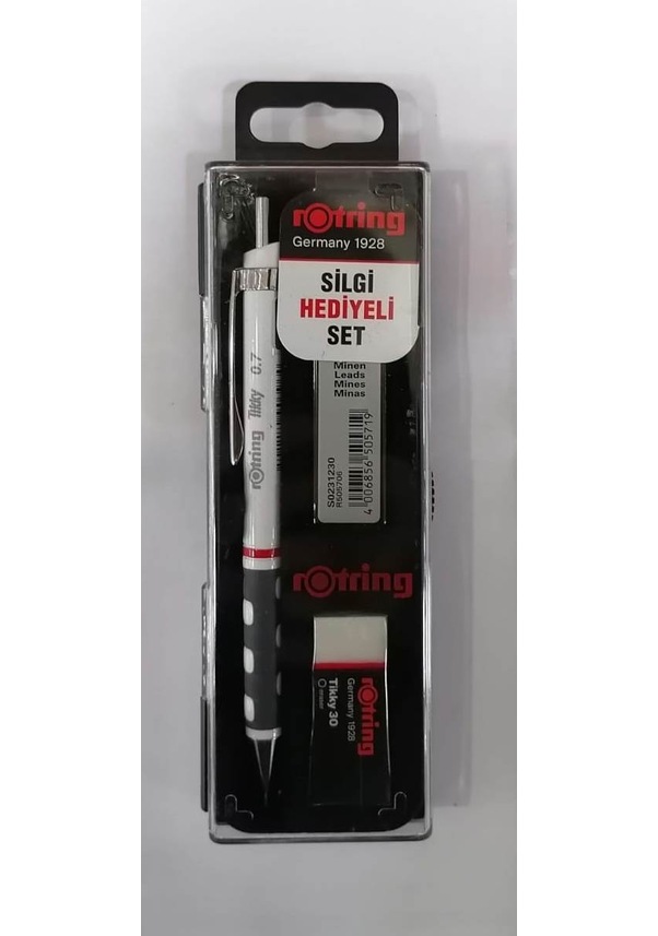 Rotring Tikky Versatil Kalem 0.7 MM Beyaz Kalem Seti + 0.7 Uç + Silgi