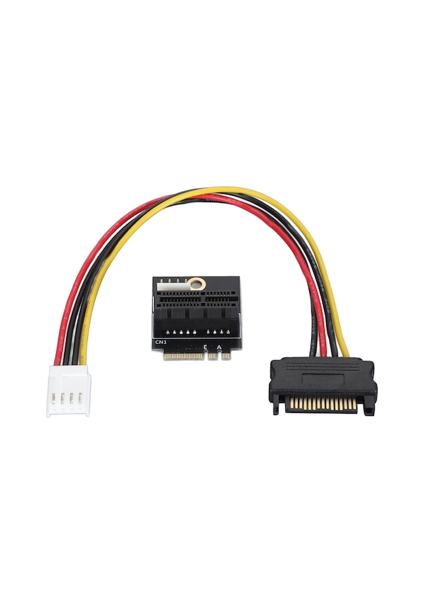 Resim Yuntech01 M.2 Ngff Anahtar A/a+e/e'den Pcı-e 1x'e Dönüştürücü Adaptörü - 5v/12v Güç Kaynağı, Pcıe Kart Desteği, Çoklu İşletim Sistemi Desteği 