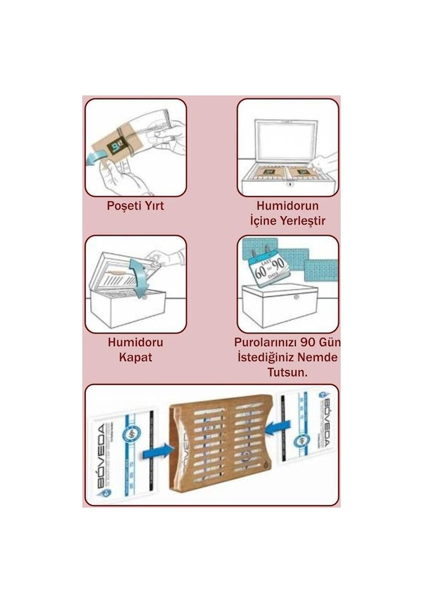 Resim Boveda 75 60 G Humidor Puro Kutusu Nemlendirici 20li Eco Paket 