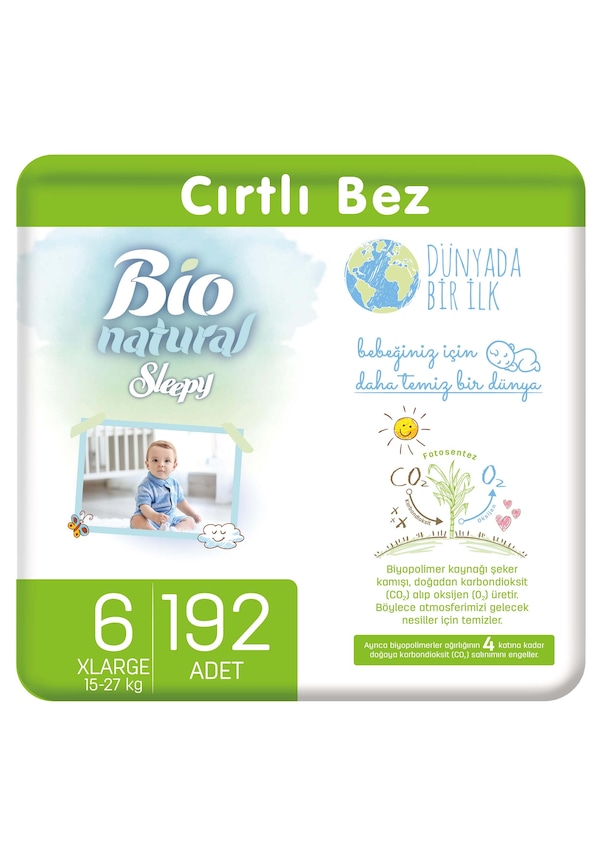 Sleepy Bio Natural Bebek Bezi 6 Numara XLarge 192 Adet Sleepy Bio Natural Bebek Bezi 6 Numara XLarge 192 Adet