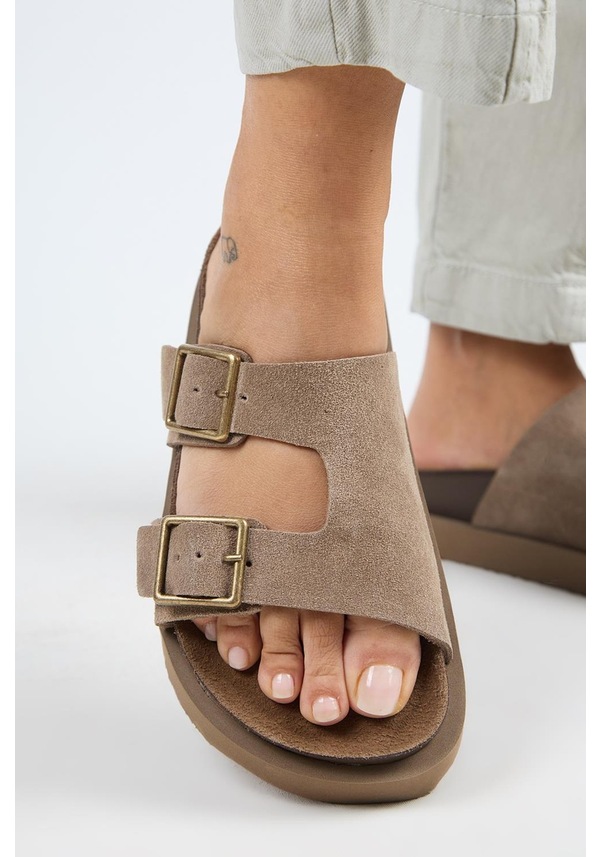 Resim Manijero Jimena Mnr.012.01 Kadın Vizon Kalın Taban Günlük Hakiki Deri Terlik Vizon 