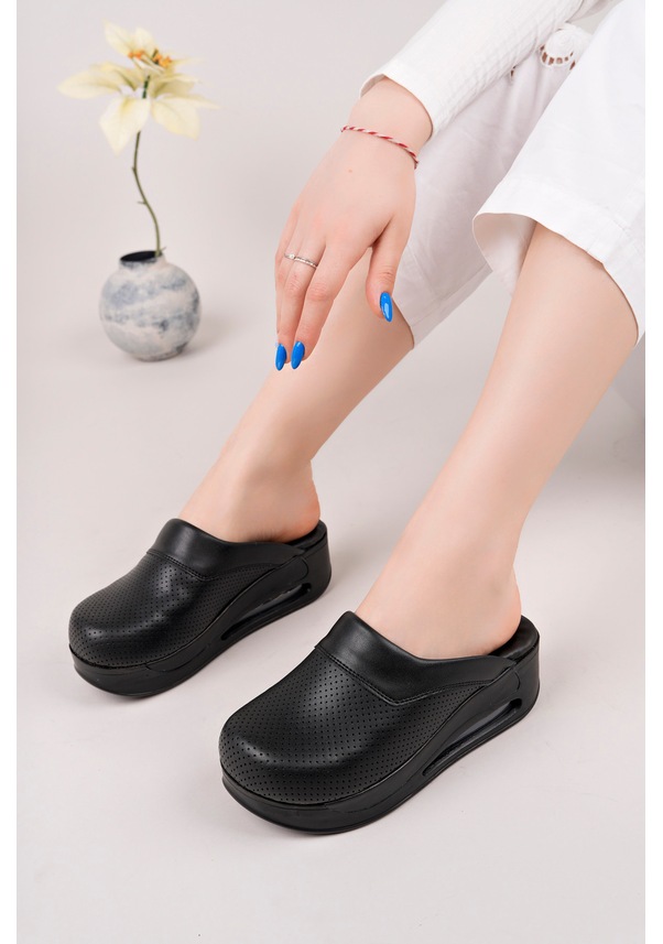 Resim Siyah Airmax Taban Hakiki Deri Sabo Terlik Siyah 