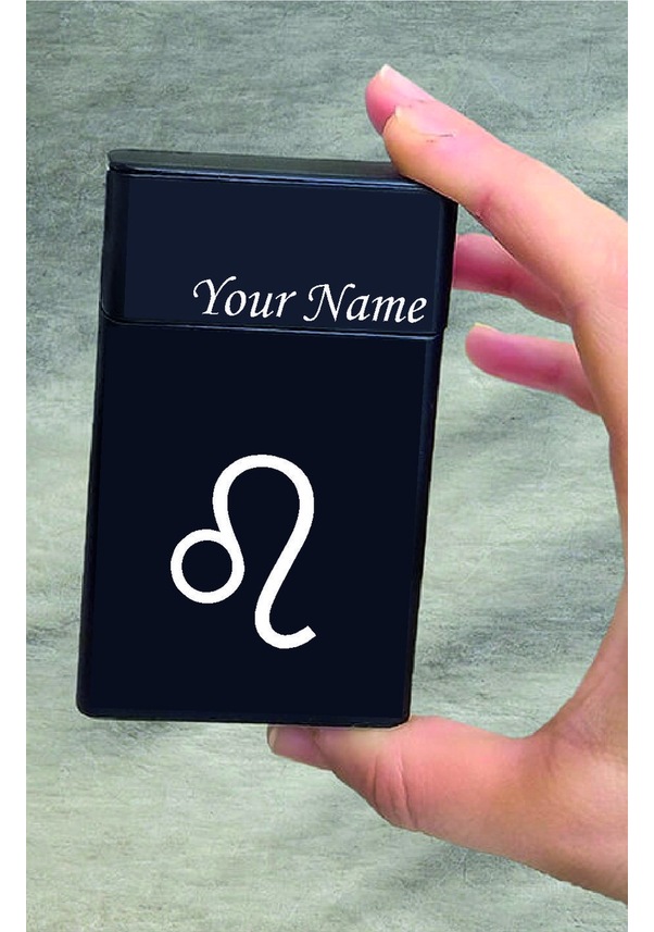 Resim Aslan Burcu Kazıma Kişiye Özel Metal Sigara Tabakası Paketi Taşım 