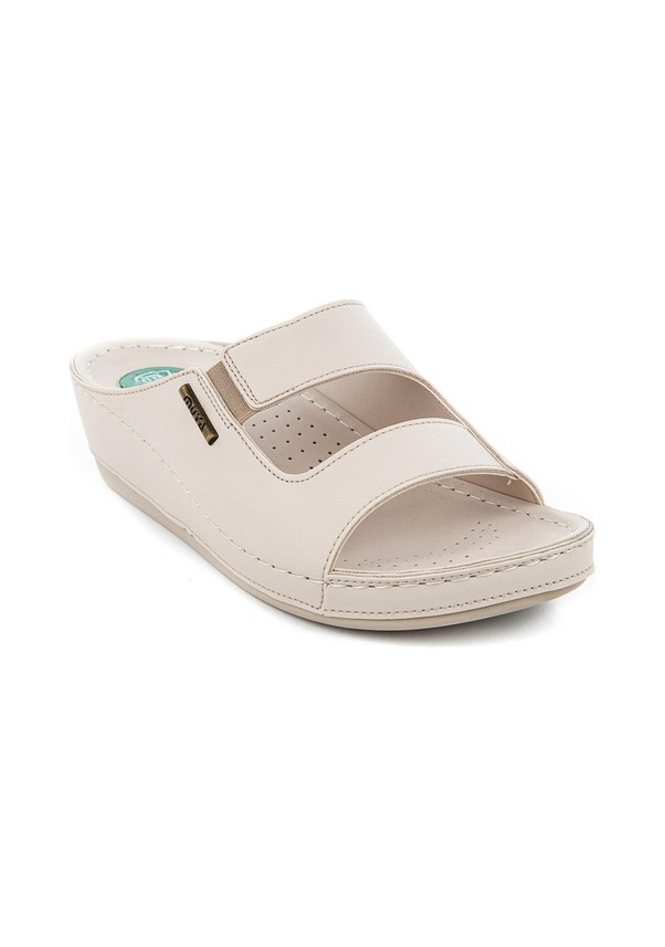 Resim Muya Panna Anatomik Taban Jel Destekli Topuk Dikeni Dört Mevsim Kadın Terlik Krem 