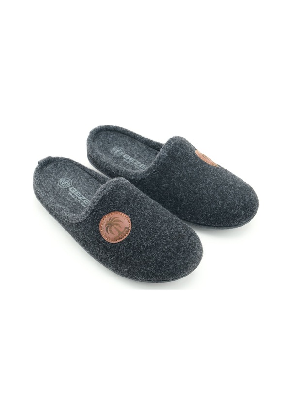 Resim Gezer Erkek Kışlık Keçe Çıkarılabilir İç Taban Rahat Ev Bahçe Gondol Terlik Siyah 