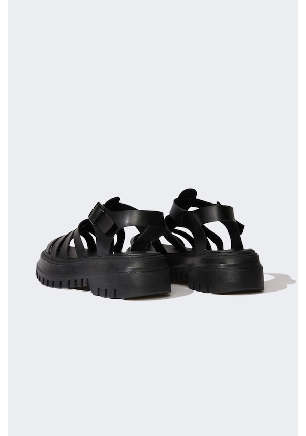 Resim DeFacto Kadın Yüksek Taban Suni Deri Sandalet C3725AX25SMBK26 Siyah 