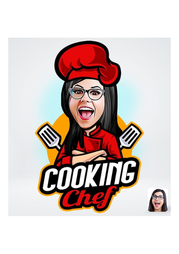 Kişiye Özel Kadın Chef Karikatürlü Sosyal Medya Dijital Profil Foto (536101106)
