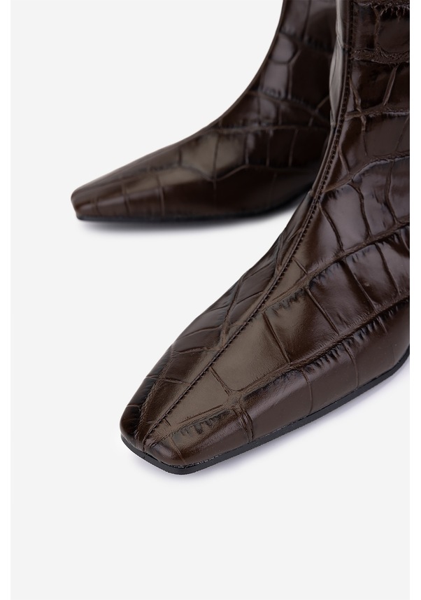 Resim Valmenti Kadın Hakiki Deri Kahverengi Topuklu Çizme 1154 312 Bn Czm Sk25-26 Caffe Kahverengi 