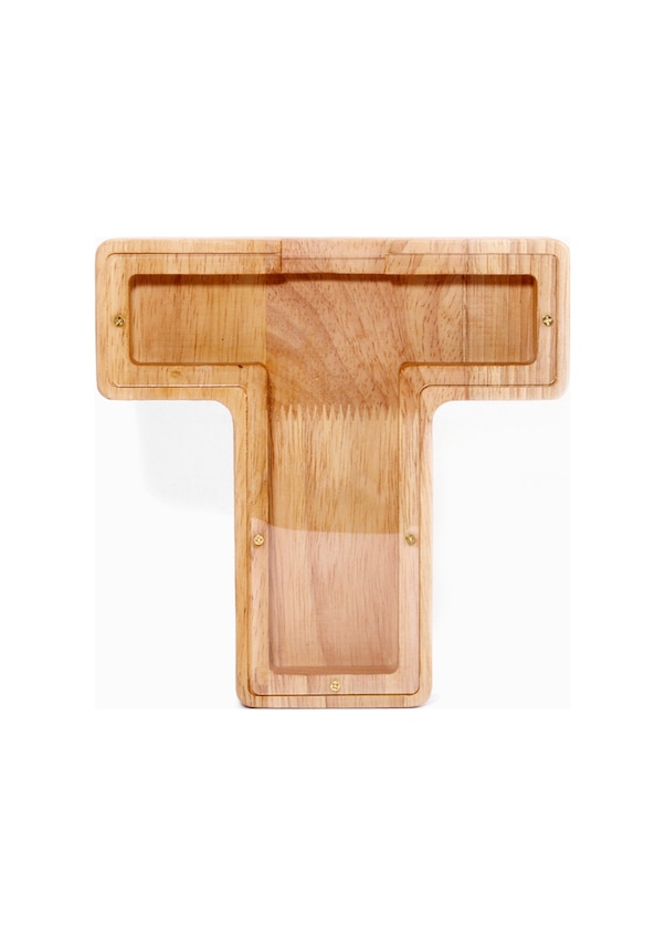 Resim Hangfox Ahşap Ve Akrilik Harf Tasarım Para Kazancı Kutusu - Transparan İç Görünüm, 26 Farklı Harf Seçeneği Ve İsim Stickerleri İle T 