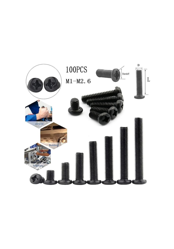 Viti Piccole M1 M1.2 M1.4 M1.6 Set Di Viti Micrometriche A Testa Piatta Phillips - M1, M1.2, M1.4, M1.6, M1.7, M2, In Acciaio Zincato Nero Viti Per Lavori Di Precisione - Foto 5