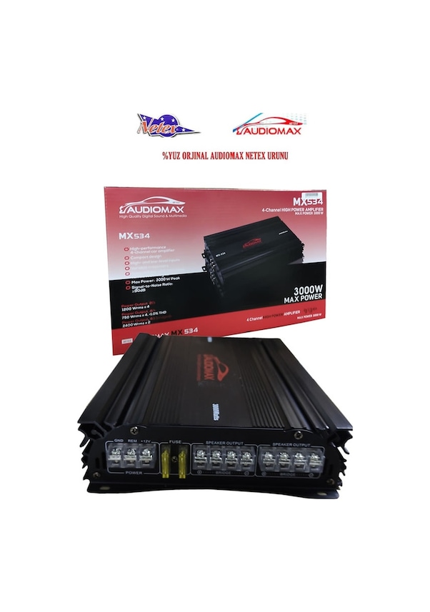 Audiomax Mx534 4 Kanal Oto Amfi 3000 Watt Stereo Oto Amfi Fiyatları ve