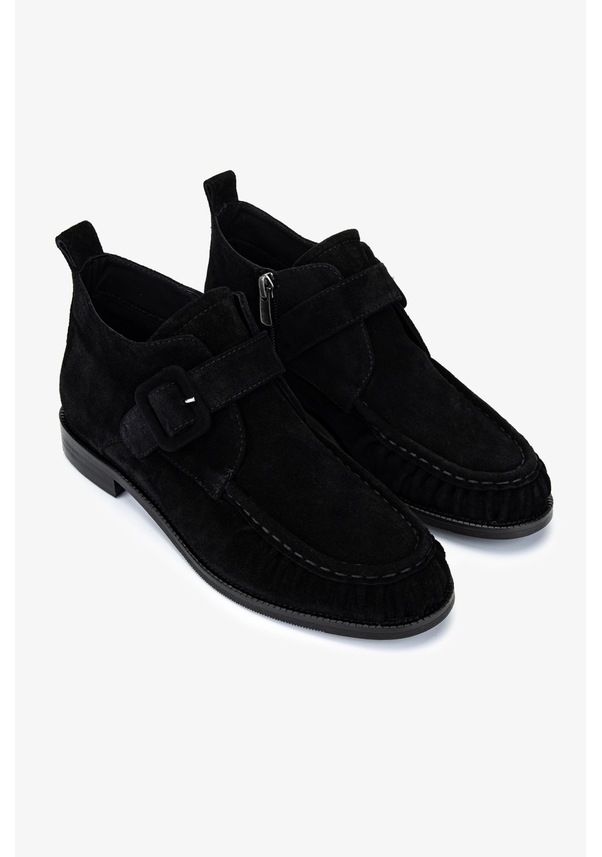 Resim Valmenti Kadın Hakiki Deri Siyah Süet Düz Bot 1167 1014 Bn Bot Sk25-26 Sıyah Suet Siyah Süet 