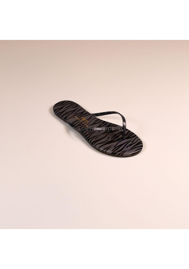 Resim Kadın Klasik Parmak Arası Zebra Desen Terlik Tk-2240-4090 Gri/siyah 