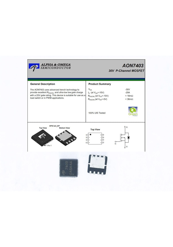 Aon7403 7403 Power P-Channel P Kanal Mosfet Fiyatları ve Özellikleri