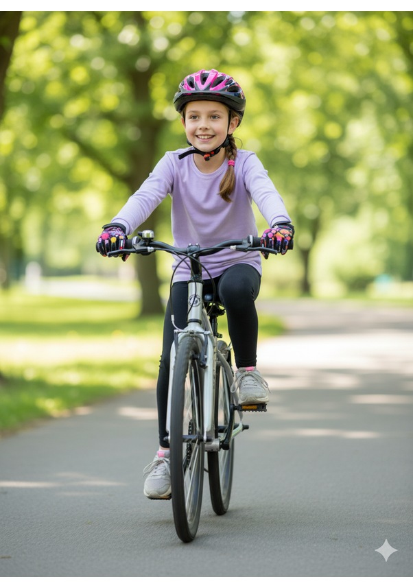 Resim Çocuk Motosiklet & Bisiklet Eldiveni Deniz Kabuğu Desenli - Güvenli Sürüş İçin 